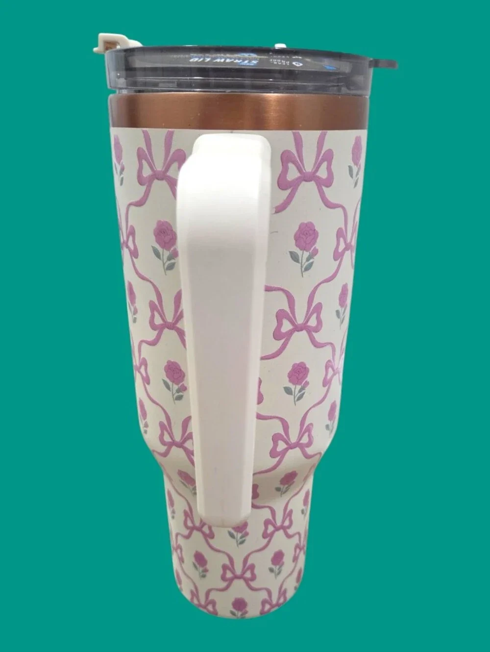 ZHydrapeak Voyager Limited-Edition Rose Bow Coquette Pattern Tumbler with Handle